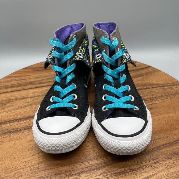 Converse Chuck Taylor All Star Hi Shoes Womens 6 Foldover Black Casual Skate - Picture 2 of 8